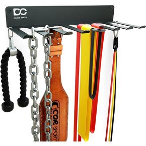 Double Circle Gym Rack Organizer with Hooks, Multi-Purpose Workout Gear Wall Rack Hanger for Home and Pro Gym Storage for Exercise Bands, Jump Ropes, Chains, Lifting Belts (17" - Hooks) in Kuwait