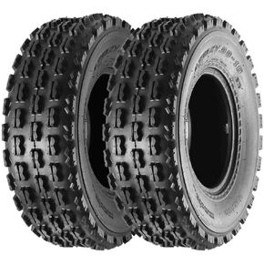 Maxauto 22x7-10 22-7-10 Front ATV Tires Quad Sport ATV UTV Tires 22x7x10 4-Ply Mud Sand Snow and Rock Tires Tubeless Knobby Sport Tires, Set of 2