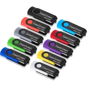 10 Pack DataOcean 16GB USB 2.0 Flash Drive Memory Stick Thumb Drives (10 Colors)