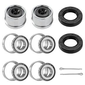 2 Set Trailer Axles Bearings Kit: 30205 Bearings Races TC 30x52x10mm Seals Dust Covers Cotter Pins Fit for 25mm Axles Trailer Wheel Hub