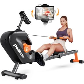 pooboo Rowing Machine, Max 350 LBS Magnetic Rower with LCD Monitor, Tablet Holder, Upgraded Rowing Machines for Home use