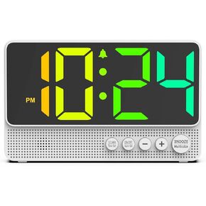 [Simple] Alarm Clock for Bedroom, Small LED Digital Clock with Large Number, RGB Display, Loud Alarm, Modern Electric Cool Clock for Bedside/Desk/Living Room and Kids/Boys/Teens/Seniors/Heavy Sleepers