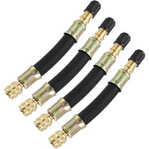 X AUTOHAUX 4pcs Tire Valve Extension Stem Adaptor Tool Flexible Dual Valve Stem Extender Pipes 10cm / 3.9" for Car Truck Bike Trailer RV Portable Air Compressor