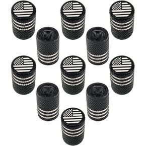 12PCS Aluminum Alloy Rubber Sealed Tire Cap, American Flag Tires Caps, Leak-Proof Air Protection Light-Weight Compatible with Cars, SUVs Motorcycles and Bike Car Exterior Accessories