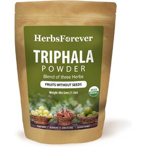 Triphala Churna Powder – Traditional Ayurvedic Formulation – Supports Detoxification and Rejuvenation – Non GMO, Organic, Vegan – 454 GMS