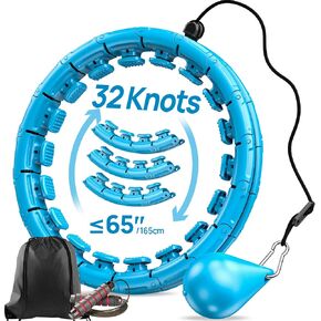 Weighted Exercise Hoop Plus Size, 32 Detachable Knots for Adults & Beginners, 2 in 1 Abdomen Fitness Massage Non Fall Smart Hooola Hoop with Auto Spinning Ball in Kuwait