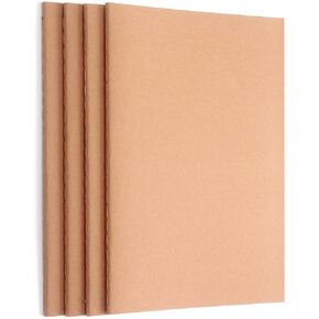 ZZTX 4 Pack Blank Kraft Notebooks, Blank Paper Sketchbooks for Drawing Doodling Writing,Travel Journal Set, A5, 36 Pages, 8.3" X 5.5"