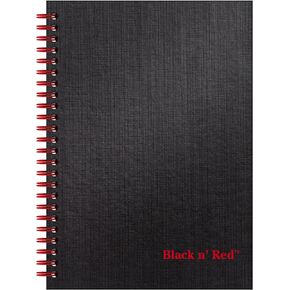 Black n' Red Notebook, Business Journal, 11" x 8-1/2", 70 Sheets, Ruled, Optik Paper, Scribzee App, Hardcover, Wirebound, Black (K67030)