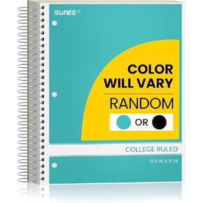 سيختلف لون SUNEE 5 موضوعات دفتر ملاحظات جامعي - 200 ورقة، 8.5 بوصة × 11 بوصة، 4 فواصل جيوب، ورق مثقوب بثلاث فتحات in Kuwait