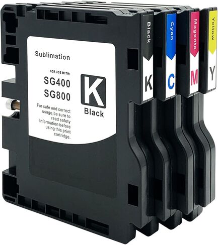 خرطوشة حبر التسامي SG400 SG800 عالية الإنتاجية متوافقة مع طابعة Sawgrass Virtuoso SG400 SG800 DIY (1 أسود، 1 سماوي، 1 أرجواني، 1 أصفر، 4 عبوات) in Kuwait