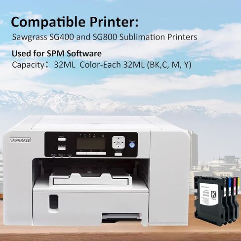 خرطوشة حبر التسامي SG400 SG800 عالية الإنتاجية متوافقة مع طابعة Sawgrass Virtuoso SG400 SG800 DIY (1 أسود، 1 سماوي، 1 أرجواني، 1 أصفر، 4 عبوات) in Kuwait