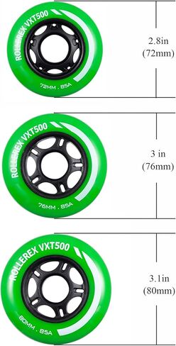 Rollerex VXT500 RipStik/Inline Skate Wheels (2-pack w/bearings, spacers and washers) (Use on Hockey Roller Blades) - Can Be Used As RipStik Caster Board Wheel Replacements in Saudi Arabia