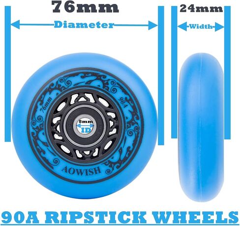 عجلات Ripstik 76 مم عجلات Ripstick 90a Ripsurf بديلة مع محامل ABEC-9 للوحة العجلات Rip Stiks DLX، لوح التزلج Rip Sticks، الزلاجات المضمنة، شفرات الأسطوانة، إلخ (عبوتان) in Saudi Arabia