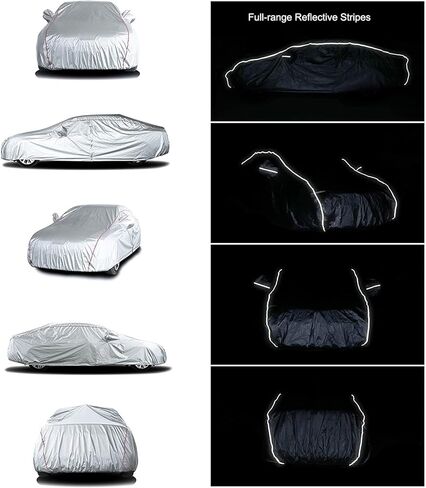 Tecoom غطاء صلب قابل للتنفس مادة على شكل باب بسحاب تصميم مقاوم للماء ومقاوم للأشعة فوق البنفسجية وغطاء سيارة مقاوم للرياح لجميع الأحوال الجوية في الأماكن المغلقة والخارجية مقاس 191-205 بوصة سيارات الدفع الرباعي in Kuwait