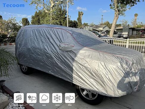 Tecoom غطاء صلب قابل للتنفس مادة على شكل باب بسحاب تصميم مقاوم للماء ومقاوم للأشعة فوق البنفسجية وغطاء سيارة مقاوم للرياح لجميع الأحوال الجوية في الأماكن المغلقة والخارجية مقاس 191-205 بوصة سيارات الدفع الرباعي in Kuwait