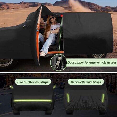 غطاء سيارة من 6 طبقات لسيارة 2007-2023 Chevy Suburban/GMC Yukon XL/Cadillac Escalade ESV، غطاء سيارة كامل مقاوم للماء وحماية من جميع الأحوال الجوية مع سحاب باب وبطانة قطنية (أسود) in Kuwait