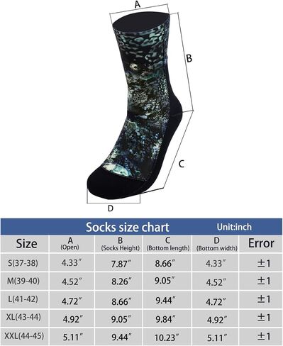 DIVESTAR Diving Neoprene Socks for Men Women,3MM 5MM Black/Camouflage Wetsuit Socks Scuba Booties for Water Sports in Saudi Arabia