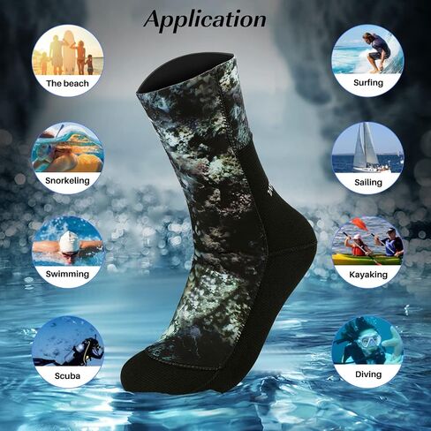 DIVESTAR Diving Neoprene Socks for Men Women,3MM 5MM Black/Camouflage Wetsuit Socks Scuba Booties for Water Sports in Saudi Arabia