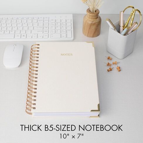 Aesthetic Thick Spiral Notebook Journal For Women in B5 Format - Modern Linen Hardcover College Ruled Note Book With 300 Lined Pages - Perfect For Writing And Staying Organized at Work or School in Saudi Arabia