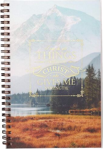 Christian Art Gifts Notebook All Things Through Christ Philippians 4:13 Bible Verse Inspirational Writing Notebook Gratitude Prayer Journal Flexible Cover 128 Ruled Pages w/Scripture, 6 x 8.5 Inches in Saudi Arabia