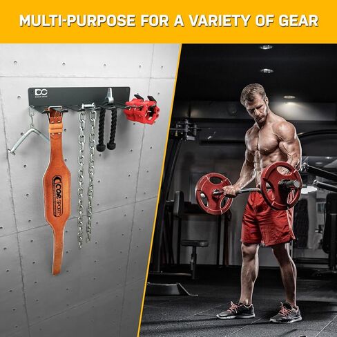 Double Circle Gym Rack Organizer with Hooks, Multi-Purpose Workout Gear Wall Rack Hanger for Home and Pro Gym Storage for Exercise Bands, Jump Ropes, Chains, Lifting Belts (17" - Hooks) in Kuwait