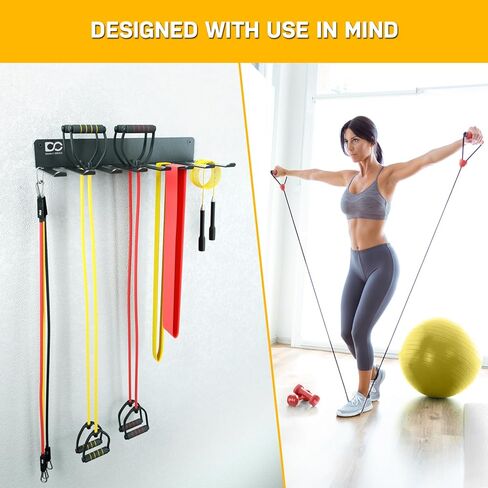 Double Circle Gym Rack Organizer with Hooks, Multi-Purpose Workout Gear Wall Rack Hanger for Home and Pro Gym Storage for Exercise Bands, Jump Ropes, Chains, Lifting Belts (17" - Hooks) in Kuwait