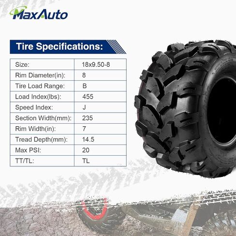 MaxAuto 2 قطعة إطارات ATV الرياضية 18x9.5-8 18x9.50x8 جزازة العشب على الطرق الوعرة ATV UTV الإطارات 4PR إطارات العشب الطين الرمال إطارات تجريبية P311 in Kuwait