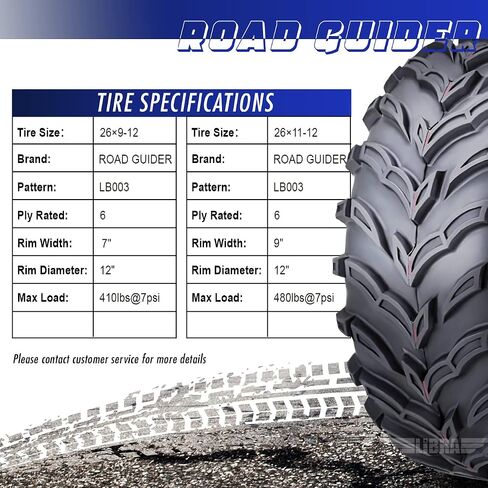 مجموعة كاملة من إطارات ATV/UTV 26x9-12 26x9x12 أمامية 26x11-12 26x11x12 خلفية 10275/276 in Kuwait