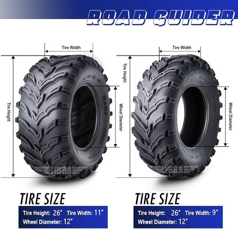مجموعة كاملة من إطارات ATV/UTV 26x9-12 26x9x12 أمامية 26x11-12 26x11x12 خلفية 10275/276 in Kuwait