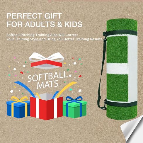 Softball Pitching Mat 10'x 3' Softball Pitching Rubber, Mound for Pitchers Indoor Outdoor Pitching Practice by Softball Pitchers, Antifade Antislip Pitch, Anti-Slip Spikes 8pcs in Kuwait