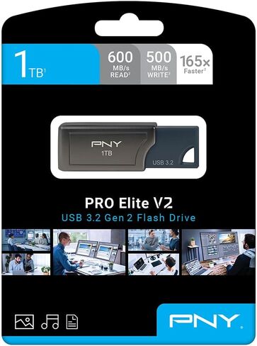 محرك فلاش PNY 1 تيرابايت PRO Elite V2 USB 3.2 Gen 2 – 600 ميجابايت/ثانية، ذهبي in Saudi Arabia