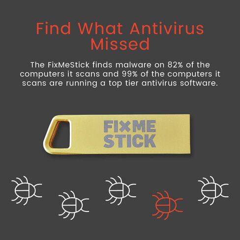 عصا إزالة فيروسات الكمبيوتر FixMeStick Gold لأجهزة الكمبيوتر التي تعمل بنظام Windows - استخدام غير محدود على ما يصل إلى 3 أجهزة كمبيوتر محمولة أو أجهزة كمبيوتر مكتبية لمدة عام واحد in Kuwait