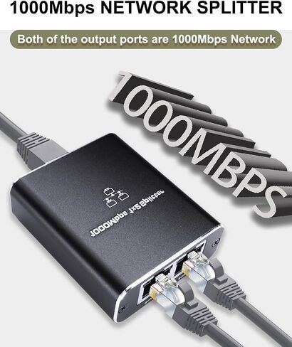موزع إيثرنت 1 إلى 2 عالي السرعة 1000 ميجابت في الثانية، موزع FUNZING Gigabit RJ45 مع كابل طاقة USB، موزع شبكة LAN 1x2 لـ Cat5/5e/6/7/8، جهازين للشبكات في وقت واحد in Saudi Arabia