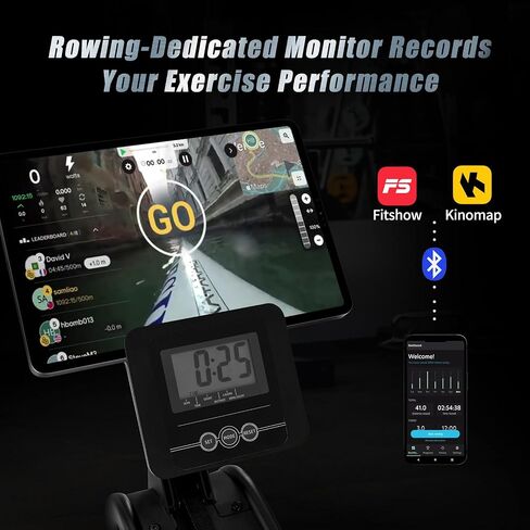 Rowing Machine 350LB Weight Capacity for Home use with Big LCD Monitor Water Row Machine, Tablet Holder and Comfortable Seat Cushion in Saudi Arabia