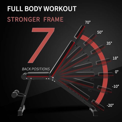 PERFIT Weight Bench for Home Gym Adjustable Foldable Workout Bench Press for Full Body Strength Training Bench Supports up to 800lbs with Two Exercise Bands for Press Sit up Incline Flat Decline in Kuwait