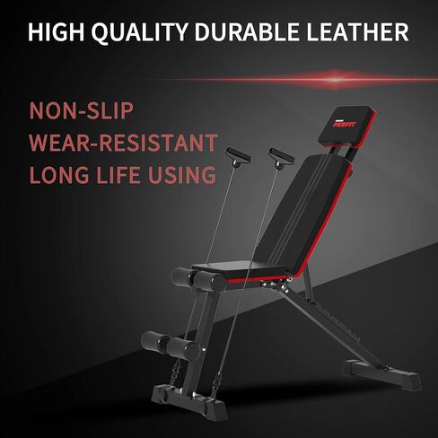 PERFIT Weight Bench for Home Gym Adjustable Foldable Workout Bench Press for Full Body Strength Training Bench Supports up to 800lbs with Two Exercise Bands for Press Sit up Incline Flat Decline in Kuwait