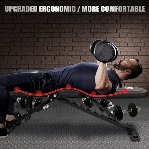 FLYTIGER Weight Bench Adjustable Strength Training Workout Benches Foldable Work Out Incline Bench Set for Home Gym Weight Lifting Dumbbell Exercise Full Body Workout with Resistance Rope in Saudi Arabia