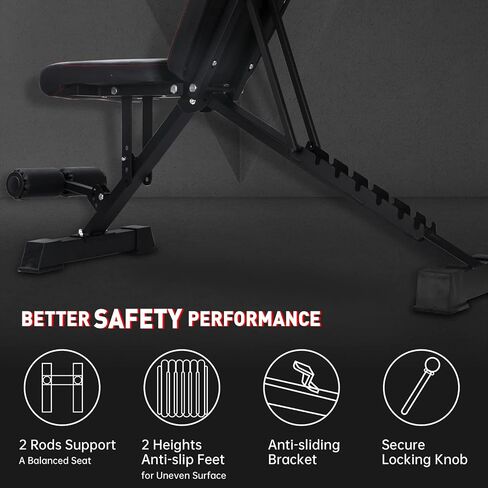 FLYTIGER Weight Bench Adjustable Strength Training Workout Benches Foldable Work Out Incline Bench Set for Home Gym Weight Lifting Dumbbell Exercise Full Body Workout with Resistance Rope in Saudi Arabia