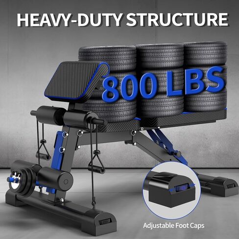 مقعد وزن قابل للتعديل - مقعد تمرين قابل للطي، مثالي لتدريب قوة الجسم بالكامل، مقعد مسطح متعدد الاستخدامات لصالة الألعاب الرياضية المنزلية مع تمديد الساق in Kuwait