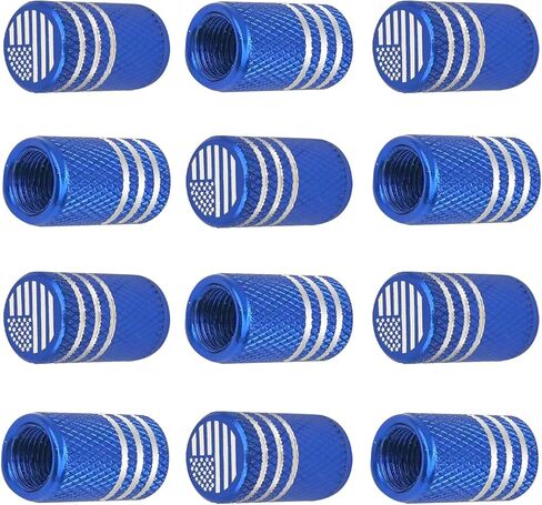 12PCS Aluminum Alloy Rubber Sealed Tire Cap, American Flag Tires Caps, Leak-Proof Air Protection Light-Weight Compatible with Cars, SUVs Motorcycles and Bike Car Exterior Accessories in Saudi Arabia