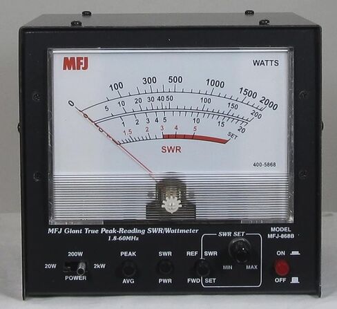 MFJ-868B MFJ868 MFJ-868 الأصلي MFJ أكبر جهاز HF في العالم + 6M ذروة القراءة SWR/واط متر (20/200/2000 واط) أسود in Kuwait