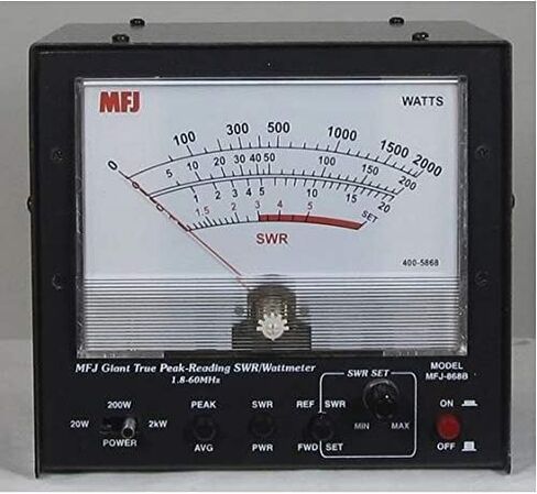 MFJ-868B MFJ868 MFJ-868 الأصلي MFJ أكبر جهاز HF في العالم + 6M ذروة القراءة SWR/واط متر (20/200/2000 واط) أسود in Kuwait