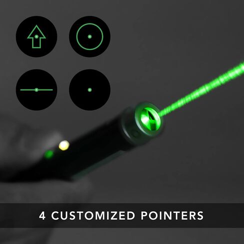 Marathon Multi Symbol Laser Pointer, Green - 20X Brighter Than Red Laser - 1 Mile Night-time Range & Visible in Broad Daylight - TAA Compliant - 4 Custom Pointers - Two AAA Batteries Included in Saudi Arabia