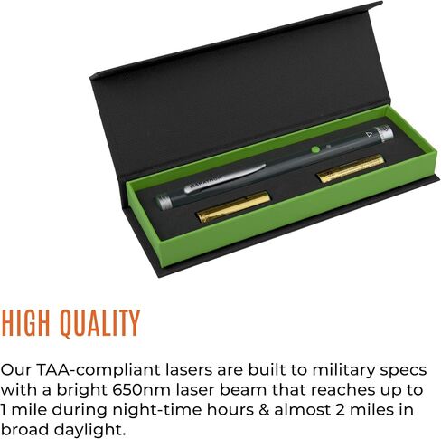 Marathon Multi Symbol Laser Pointer, Green - 20X Brighter Than Red Laser - 1 Mile Night-time Range & Visible in Broad Daylight - TAA Compliant - 4 Custom Pointers - Two AAA Batteries Included in Saudi Arabia