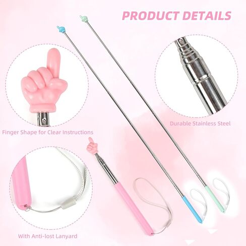 5 قطع مؤشرات قابلة للسحب للفصول الدراسية للأطفال، عصا مؤشر تلسكوبية للمعلم، مؤشر إصبع اليد طويل يمتد إلى 35 بوصة مع حبال لقراءة العروض التقديمية الناطقة للأطفال في المدرسة الابتدائية in Kuwait