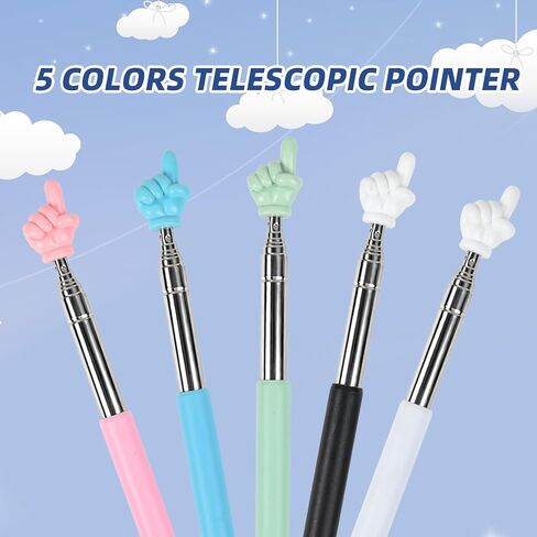 5 قطع مؤشرات قابلة للسحب للفصول الدراسية للأطفال، عصا مؤشر تلسكوبية للمعلم، مؤشر إصبع اليد طويل يمتد إلى 35 بوصة مع حبال لقراءة العروض التقديمية الناطقة للأطفال في المدرسة الابتدائية in Kuwait