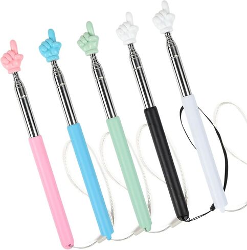 5 قطع مؤشرات قابلة للسحب للفصول الدراسية للأطفال، عصا مؤشر تلسكوبية للمعلم، مؤشر إصبع اليد طويل يمتد إلى 35 بوصة مع حبال لقراءة العروض التقديمية الناطقة للأطفال في المدرسة الابتدائية in Kuwait