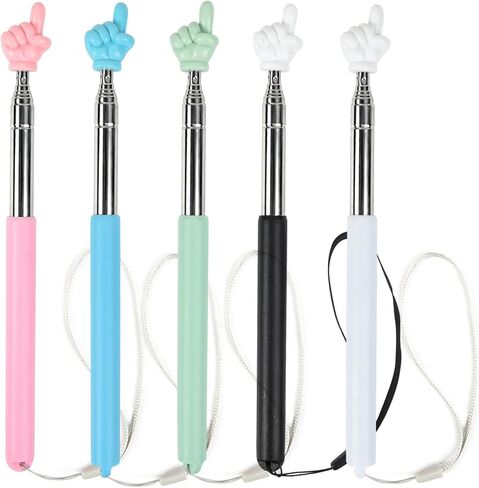 5 قطع مؤشرات قابلة للسحب للفصول الدراسية للأطفال، عصا مؤشر تلسكوبية للمعلم، مؤشر إصبع اليد طويل يمتد إلى 35 بوصة مع حبال لقراءة العروض التقديمية الناطقة للأطفال في المدرسة الابتدائية in Kuwait