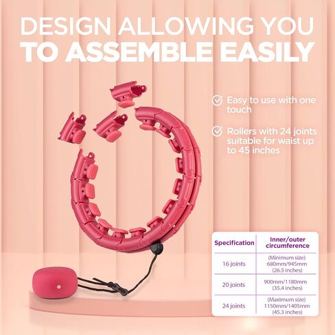 Weighted Infinity Hoop for Abs & HIPS - Smart Weighted Hula Hoop for Exercise – Adjustable Smart Hula Hoop for Waist Sizes 25–45 Inches – Home Workout Equipment by HoneyTr in Saudi Arabia