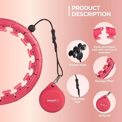Weighted Infinity Hoop for Abs & HIPS - Smart Weighted Hula Hoop for Exercise – Adjustable Smart Hula Hoop for Waist Sizes 25–45 Inches – Home Workout Equipment by HoneyTr in Saudi Arabia